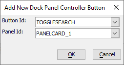 The Add New Dock Panel Controller Button dialog.